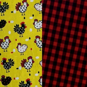 Reversible Pet Bandana - Yellow Chickens with Red and Black Gingham Reversible Pet Bandana - Yellow Chickens with Red and Black Gingham