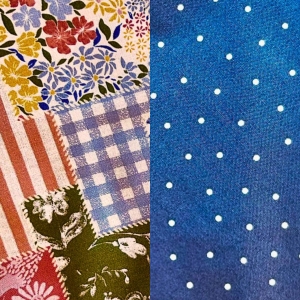 Reversible Pet Bandana - Patchwork with Denim and White Polka Dots Reversible Pet Bandana - Patchwork with Denim and White Polka Dots