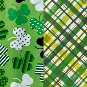 Reversible Pet Bandana - Green Clovers with Green Plaid Reversible Pet Bandana - Green Clovers with Green Plaid