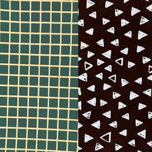 Reversible Pet Bandana - Forest Green Squares with Brown Triangles Reversible Pet Bandana - Forest Green Squares with Brown Triangles