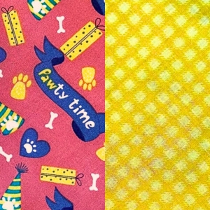 Reversible Pet Bandana - PAWty Time with Yellow Polka Dots Reversible Pet Bandana - PAWty Time with Yellow Polka Dots