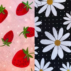 Reversible Pet Bandana - Strawberries and Daisies Reversible Pet Bandana - Strawberries and Daisies