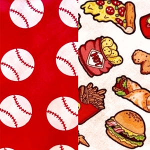Reversible Pet Bandana - Baseball with Snacks Reversible Pet Bandana - Baseball with Snacks