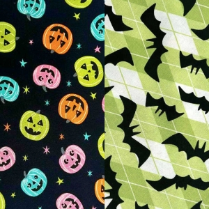 Reversible Pet Bandana - Pumpkins with Lime Bats Reversible Pet Bandana - Pumpkins with Lime Bats