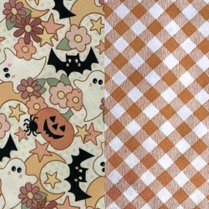 Reversible Pet Bandana - Peach Pumpkins and Plaid Reversible Pet Bandana - Peach Pumpkins and Plaid