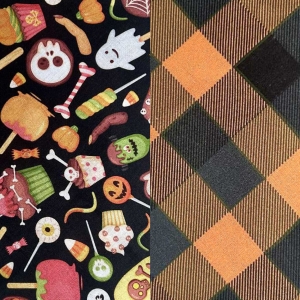 Reversible Pet Bandana - Halloween Candy with Orange/Black Plaid Reversible Pet Bandana - Halloween Candy with Orange/Black Plaid
