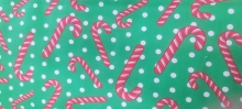 45" Christmas - Candy Cane with dots on green - 1 yd