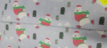 45" Christmas - Polar Bear on Skates on Gray - 1 yd