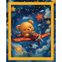 45" Panel - Air Plane Teddy -1 yd