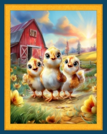 45" Panel - Barn Chicks - 1 yd