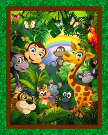 45" Panels - Jungle Friends - 1 yd