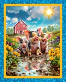 45" Panel - Mud Pie Pigs - 1 yard