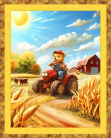 45" Panel - Tractor Teddy - 1 yd