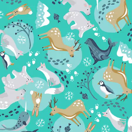 60" Christmas Fleece - Turquoise Polar Pals Anti Pill - 1 yd