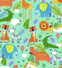 45" Flannel - Run Flannels Zoo Animals Teal - 1 yd