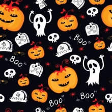 45" Halloween - Pumpkin Phantom Black - 1 yd