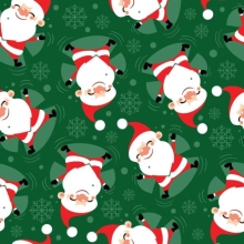 45" Christmas - Snow Angel Santa - Green - 1 yd