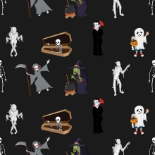 45" Halloween - Halloween Creatures black - 1 yd