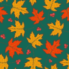 45" fall - autumn Leaves Teal - 1 yd
