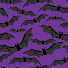 45" Halloween - Spooky Bat Purple - 1 yd