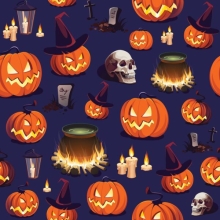 45" Halloween - Haunted Halloween Blue - 1 yd