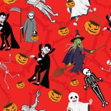 45" Halloween - Monster Dance red - 1 yd