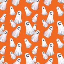 45" Halloween - Mischievous Ghosts Orange - 1 yd
