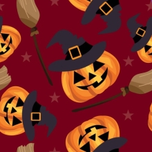45" Halloween - Smiling Pumpkin Red - 1 yd