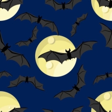 45 " Halloween - Bat Moon Blue - 1 yd