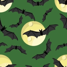 45 " Halloween - Bat Moon Green - 1 yd