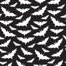45" Halloween - Flying Bats Black - 1 yd