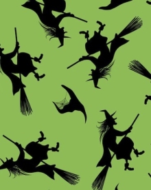 45" Halloween - Broomstitch Witch green - 1 yd