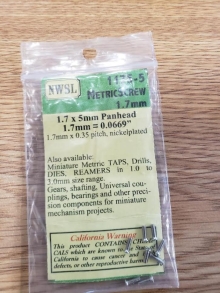 053-1175*5 METRIC SCREWS 1.7 X 5MM PANHEAD [PKG8]