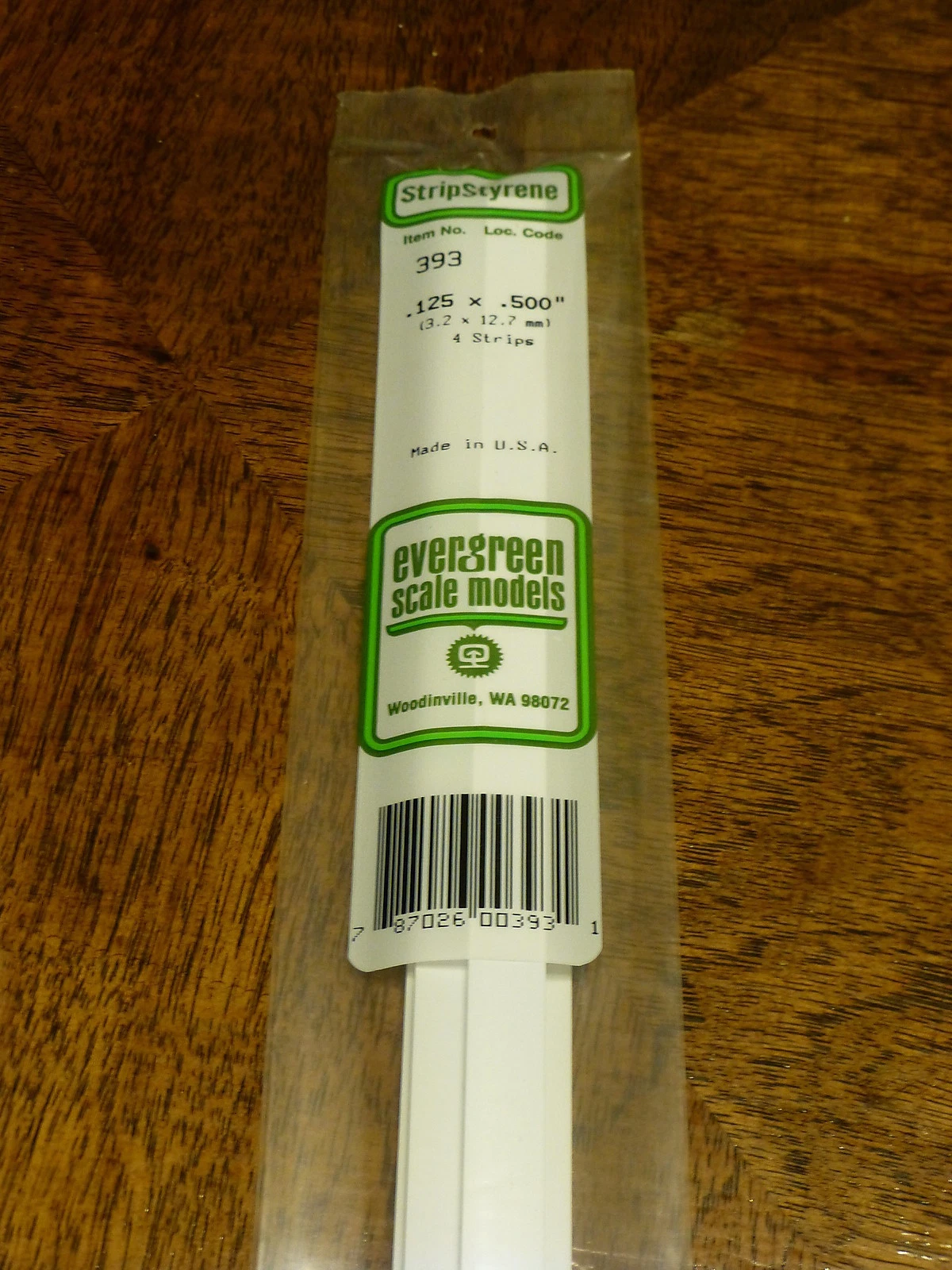 269-393 OPAQUE WHITE STYRENE STRIPS .125 X .500 X 24'' PKG OF 4