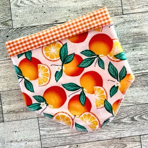 Reversible Pet Bandana - Oranges with Orange Gingham