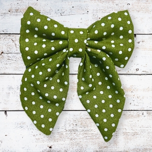 Bow - Green Polka Dots