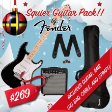 Fender Squier Sonic Stratocaster Pack, Black, Maple Fretboard